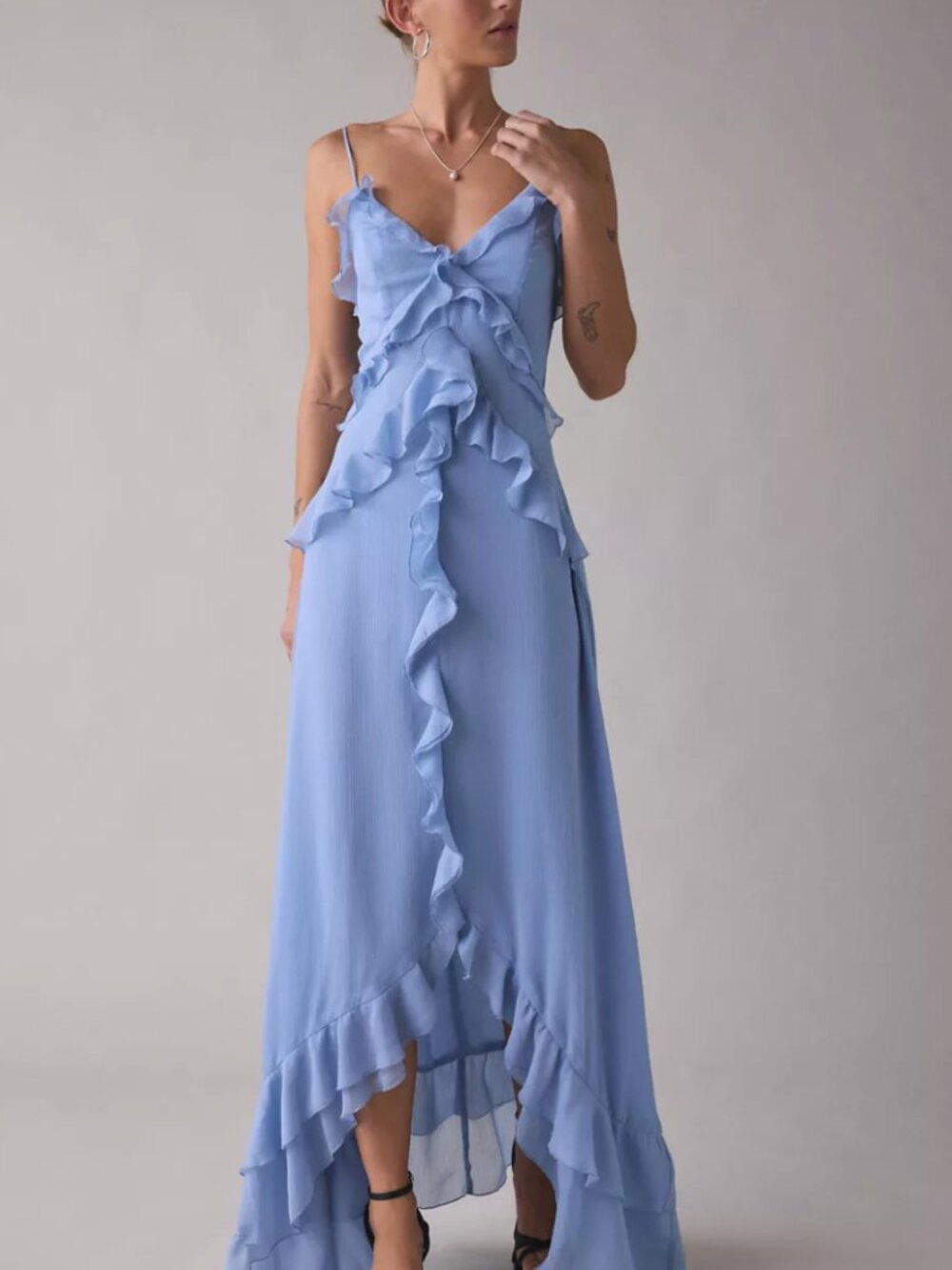 Lulus Jamie Cascading Ruffle High-Low Maxi Dress _New w/o Tags Size Medium